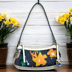 Vintage Dooney & Bourke Painted Denim Mini Shoulder Bag